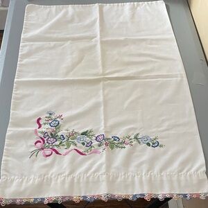 Embroidered Floral Pillowcase